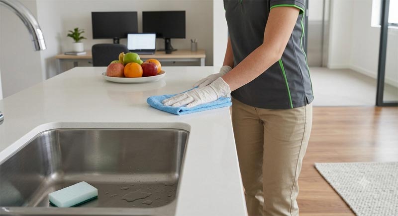 Kitchen and tiled surfaces cleaned during a general clean