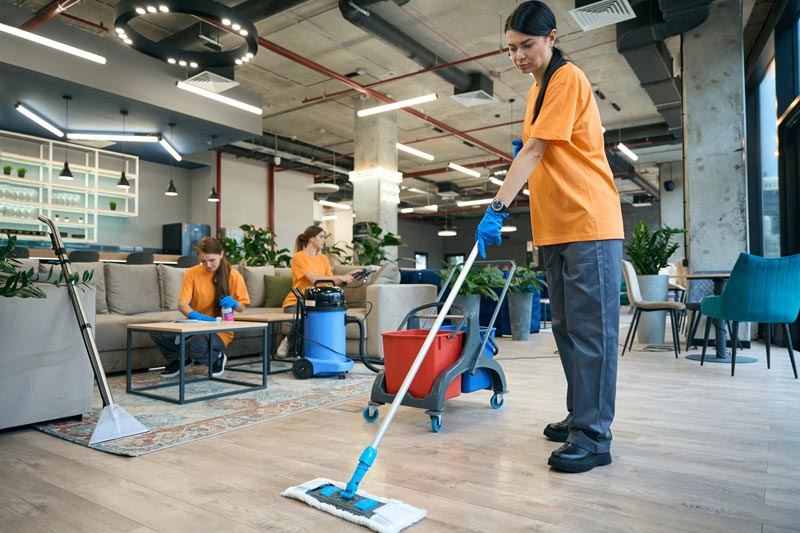 Kitchen and breakout area surfaces cleaned during a general clean