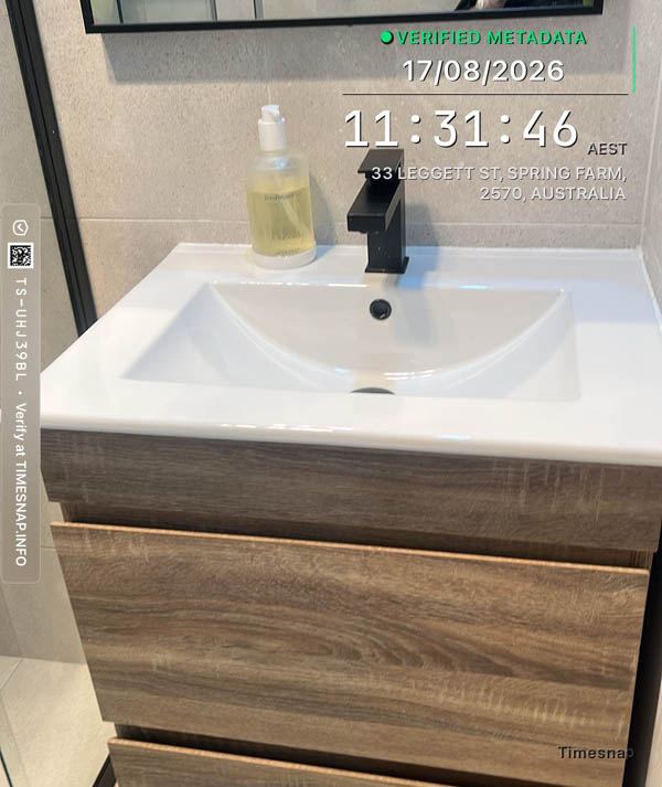 Sparkling bathroom vanity after a Perfect Cleantastic clean