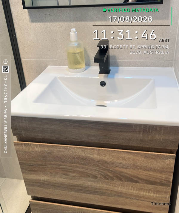 Sparkling bathroom vanity after a Perfect Cleantastic clean